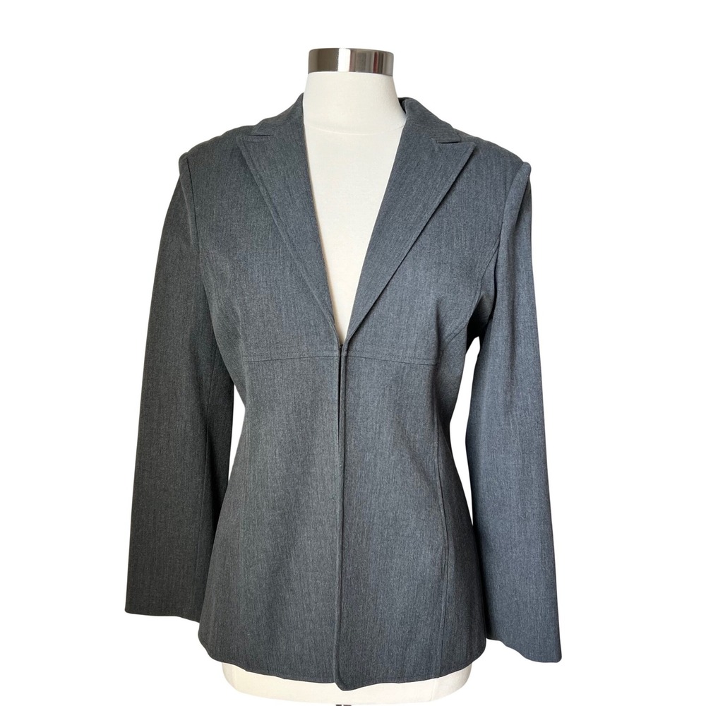 The Limited Stretch Y2K Blazer Gray Hook Eye Closure Iridescent Lining Size M